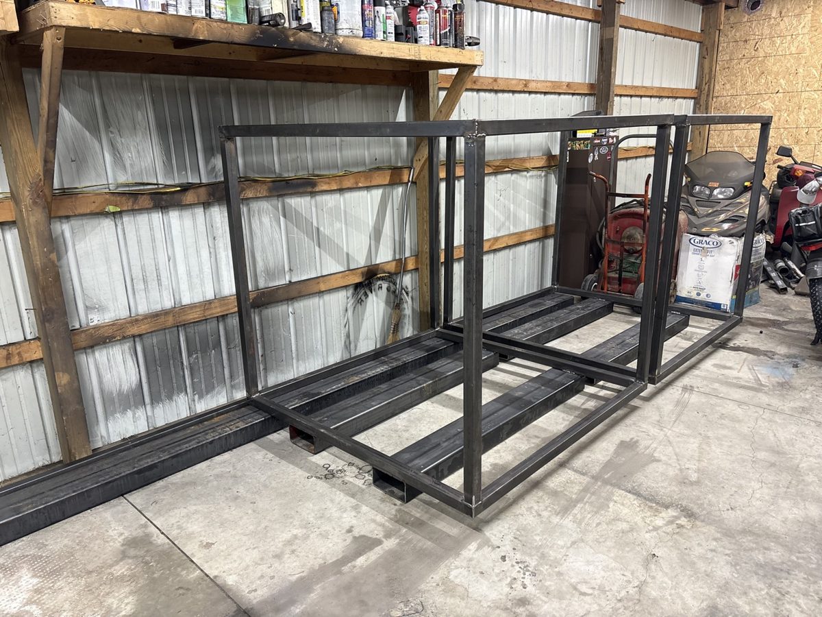 Welded industrial steel frames in the shop